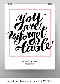 Vector hand written text message isolated. Love card, congratulation, greeting. Poster, advertising, banner, placard design template. Hand written font, abc, script, lettering. Grunge style.