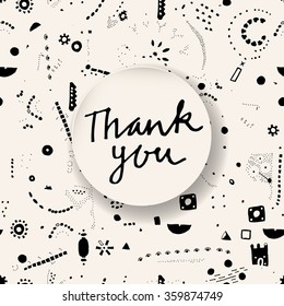 Vector hand written Thank You greeting card. Modern calligraphy. Hand lettered gratitude card