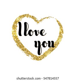 Vector hand written words i Love you inside a pink heart. Greeting card, poster, advertising, banner, placard design template.