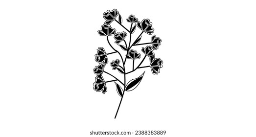 Diseño de flores de arte de línea o dibujo de Vector Hand_