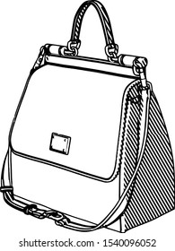 vector handbag sketch on a white background with a hatching