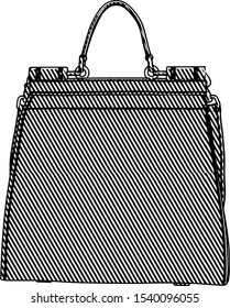 vector handbag sketch on a white background with a hatching