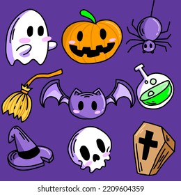 Vector Handdraw halloween element pack 