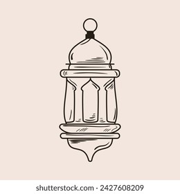 Vector hand-draw hanging lamps decoration for ramadan event