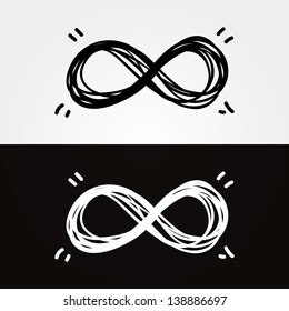 Vector hand-draw infinity. Infinity symbol, conceptual, iconic, symbolic elements for your presentation. Light and dark version.