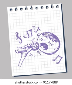 Vector hand-draw man with microphone