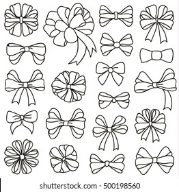 Vector hand-draw outline bows