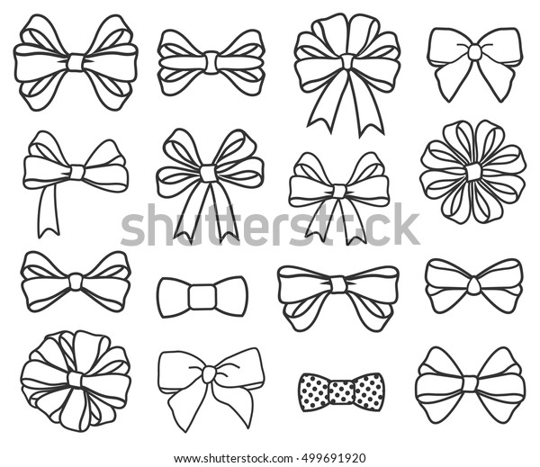 Vector Handdraw Outline Bows Stock Vector (Royalty Free) 499691920
