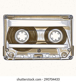 Cinta de audio de dibujo manual vectorial