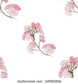 Vector hand-drawing floral seamless pattern