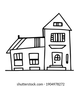 Vector Hand-drawing House Sketch Funny Illustration. 