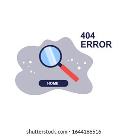 VEctor handdrawing illustration of magnifier on grey background with blue site button click. Forbidden or missing page 404 concept. Medical, business or schooling template.