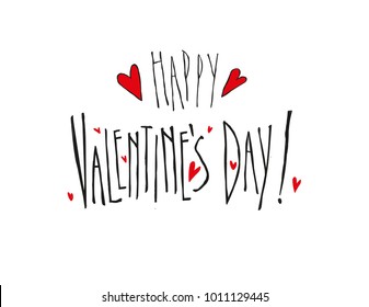 Vector hand-drawing text for Valentine's Day.