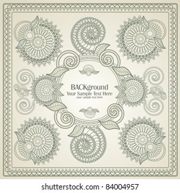 vector hand-drawn abstract flowers pattern