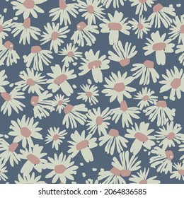 Vector hand-drawn abstract retro color wild flower illustration seamless repeat pattern digital artwork fashion fabric home decor print textile