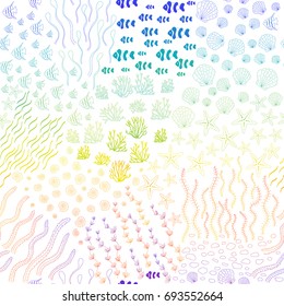 Vector hand-drawn abstract sea background.