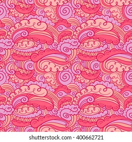 Vector hand-drawn abstract seamless pattern in doodle style