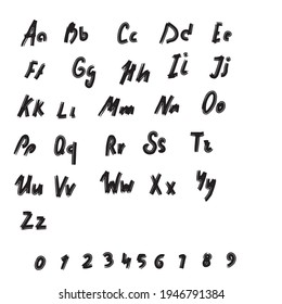 Vector hand-drawn alphabetic, trendy simple vector font