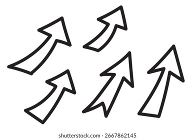 Vector hand-drawn arrow icon set in black and white