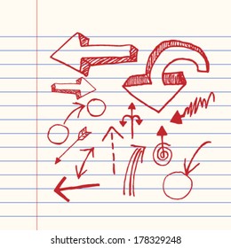 Vector hand-drawn arrows on paper illustration