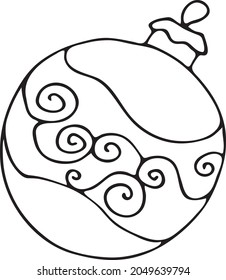 Globo vectorial dibujado a mano con patrones, decoración de árbol de Navidad. Diseño sencillo y moderno. Símbolo de Año Nuevo y Navidad. Para tarjetas de vacaciones, decoraciones, plantillas.