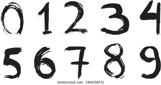 Vector hand-drawn black grunge font isolated on white background.