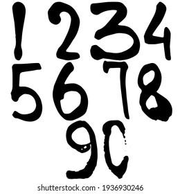 Vector hand-drawn black grunge font isolated on white background.	