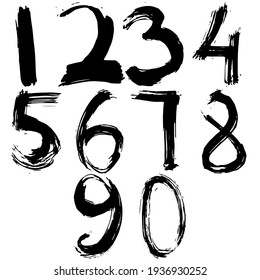 Vector hand-drawn black grunge font isolated on white background.	