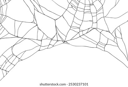 Vector hand-drawn black spiderweb for Halloween Decor, Horror themes, and Autumn scary decorative purposes, hand drawn isolated illustration