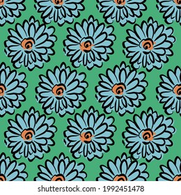 Esquema de trazo negro dibujado a mano gran flor motivo de patrón de repetición sin inconvenientes imagen de archivo digital decoración de hogar moda tela de impresión estilo pop textil