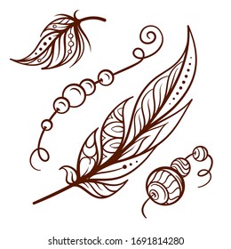 Vector hand-drawn boho style elements set