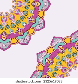 Vector hand-drawn bright coloring doodle mandala organic shapes design. 