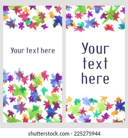 Vector hand-drawn bright watercolor background with firework star sparks. Business banner or invitation template