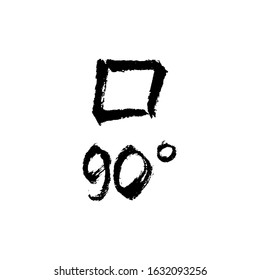 Vector handdrawn brush ink illustration of Square sign. Horoscope signs, magic symbols, icons.  Astrology concept for occult design.