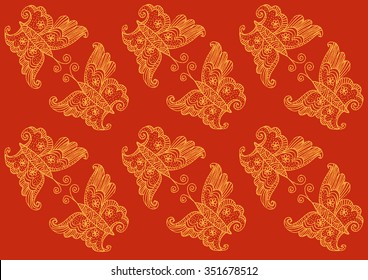 Vector hand-drawn butterflies. Patterns with doodles and sketches of insects.