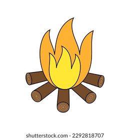 Vektorhandgezeichnet Lagerfeuer einzeln auf weißem Hintergrund für Web, Aufkleber. 