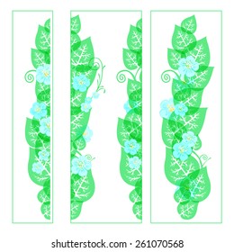 vector hand-drawn card with floral motifs, spring, flowers, plants