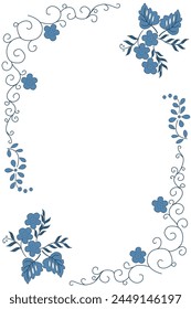 Vector hand-drawn card poster in folk scandinavian style in blue color