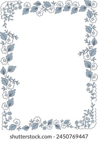 Vector hand-drawn card poster in folk scandinavian style in blue color on white bacground