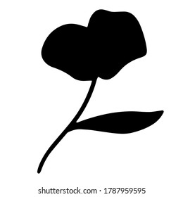 silueta de flor de dibujos animados a mano de vector. material de un solo elemento decorativo Doodle aislado en un fondo blanco. tatuaje floral. de %PRODUCTNAME. amapola, rosa, tulipán