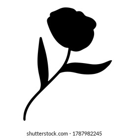 silueta de flor de dibujos animados a mano de vector. material de un solo elemento decorativo Doodle aislado en un fondo blanco. tatuaje floral. de %PRODUCTNAME. amapola, rosa, tulipán