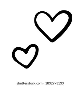 vector hand-drawn cartoon hearts. Doodle icons, sticker, print