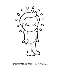 Vector hand-drawn cartoon illustration of man standing crying.