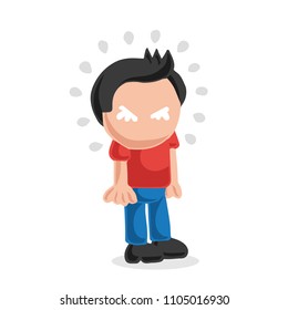 Vector hand-drawn cartoon illustration of man standing crying.