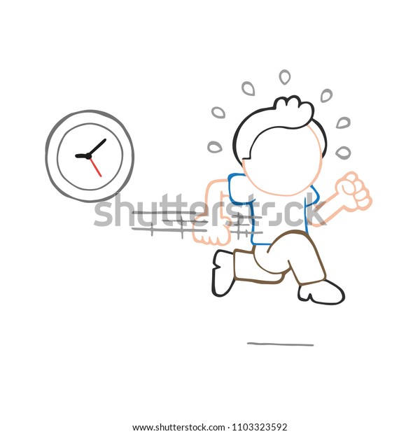 Vector Handdrawn Cartoon Illustration Man Running Stock Vector (Royalty ...