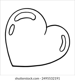 Vector hand-drawn childlike doodle heart icon. Black stroke on white background..