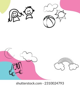 Día de los niños dibujado a mano por vectores en segundo plano.