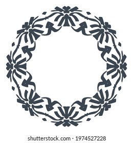 Vector hand-drawn circular frame pattern for textiles.
