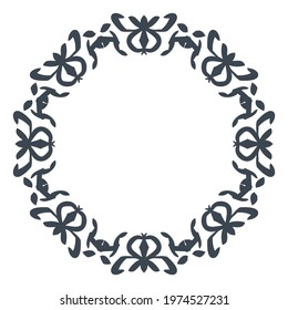 Vector hand-drawn circular frame pattern for textiles.