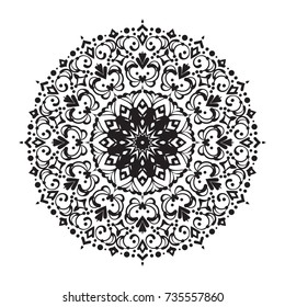 Vector hand-drawn circular pattern, mandala, medallion. Suitable for use in the design of vintage postcards, wedding invitations, posters, luxury items, textiles and much more.